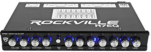 Rockville R7EQ 1/2 Din 7 Band Car Audio Equalizer, Front/Rear/Sub Output