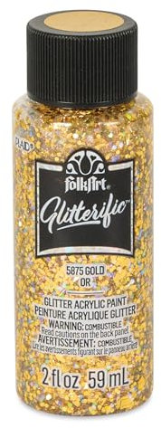 Plaid PE5875 Folk Art Glitterific Acrylic Paint, Gold, 2 oz.