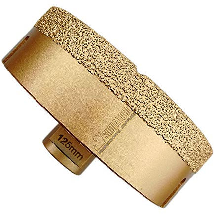 SHDIATOOL Diamant Bohrrone Fliesenbohrer mit M14 Gewinde Vakuumgelötete Diamant Lochsäge für Porzellan Fliese Granit Marmor Trockenbohren Durchmesser 125mm Diamanthöhe 15mm