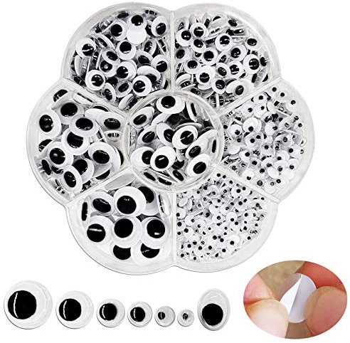 FANGZIDM 500 Stück Selbstklebende Wackelaugen 4mm -12mm für DIY Scrapbooking Spielzeuge Zubehör