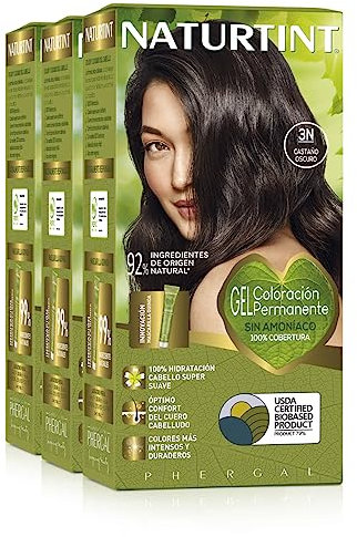 Naturtint Biobased | Coloration sans ammoniaque | Couverture à 100% des cheveux blancs | Ingrédients végétaux | Couleur naturelle et durable | 3N. Châtain Fonce | Lot de 3