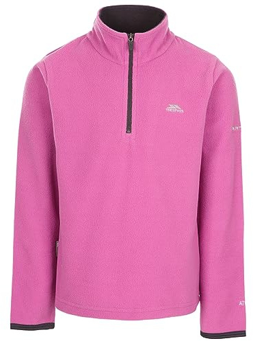 Trespass Girls 1/2 Zip Fleece Jumper Sybil - Kids Activewear Microfleece, Zipper Pullover Sweatshirt, Contrast Binding On Cuffs, Contrast Facing On Inner Collar Deep Pink