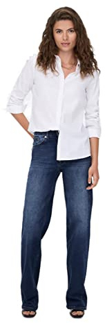 ONLY ONLJUICY Life HW Women's Jeans Wide Leg REA398 - Comfort Fit - Blue - Dark Blue, Dark Denim Blue, 28W x 32L