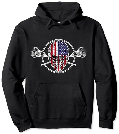 Lacrosse US Flag Lacrosse Player Helmet sticks men woman Pullover Hoodie