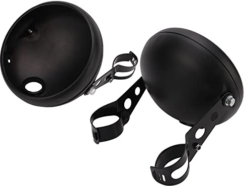 Aramox 7in Universal Motorcycle Headlight Housing,Front Light Metal Bucket Bracket Mount for LED Headlamp 38‑51mm Fork Tubes