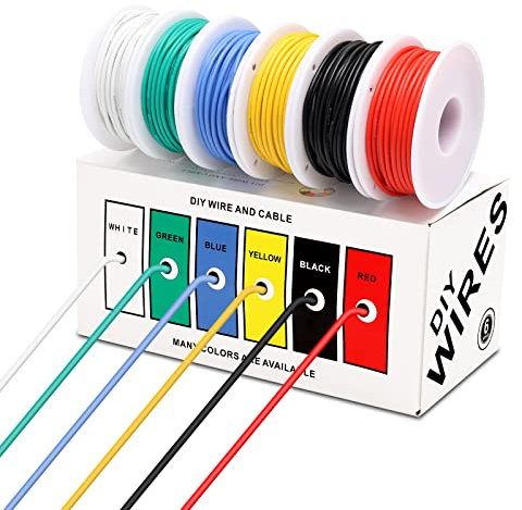 Coomoors 22AWG Elektrischer Kabel 22 Gaug Elektrischer Kabel Silikonkabel 6 Farben jeweils 10 Meter Verzinnter Kupferdraht Mit Silikongummi