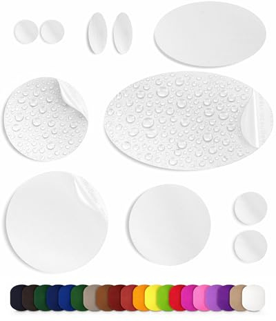 aZengear Repair Patches for Jackets, Tent, Shoe Toe, Air Mattress, Inflatables, PVC Gear - Waterproof, Self-Adhesive, Tear-Cold-Heat-Resistant, Down Puffer Coat (11 Pcs, White)