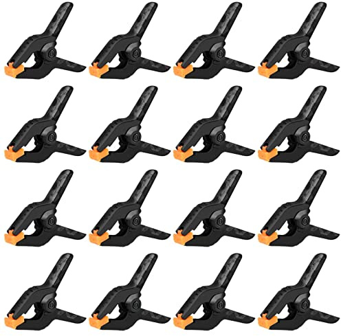 16 Pack Small Spring Clamps, 3.5 Inch Heavy Duty Clamps for Backdrop Stand, Plastic Clips for Crafts and Backdrop Clips for Crafts, Woodworking, Photography, Outdoor