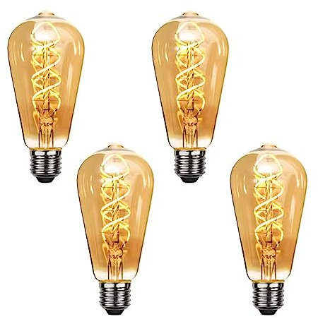 Y.W.Licht ST64 Edison Vintage Lampe Dimmbar 6W 2700K E27 Glühbirne Antike Wicklung Beleuchtung Entspricht 60W Filament Retro Birne Ideal für Nostalgie und Retro Beleuchtung im Haus Café Bar(4 Stück)