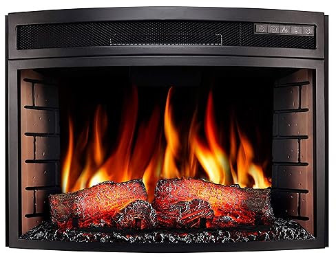 ArtiFlame Elektrokamin AF25 Panoramic, Elektrischer Einbaukamin mit Heizung 1600 W, realistischer 3D-Flammeneffekt, LED-Beleuchtung, Fernbedienung, Timer, Thermostat, Knistereffekt, Schwarz