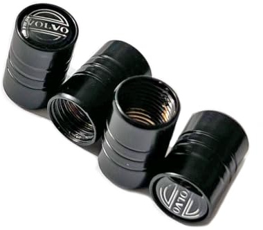 Juego de 4 tapones de aluminio para válvulas de coche Volvo con logotipo Style para coche, bicicleta, motocicleta, tapas de metal (4 unidades Volv. negro)