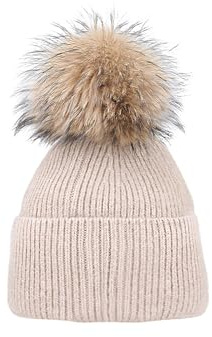 QUEEN HELENA Cappello Invernale con PON PON Berretto Caldo Casual Zuccotto Donna CP304 (IT, Testo, Taglia Unica, Rosa)