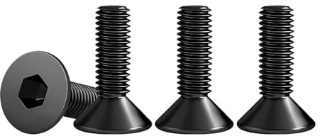 Drenky M5 Countersunk Bolts, M5 X 10mm Black Screws Countersunk 25 Pcs 304 Stainless Steel Flat Head Hex Socket Cap Screws DIN 7991 / ISO 10642 Rustproof Machine Screws, Fully Thread