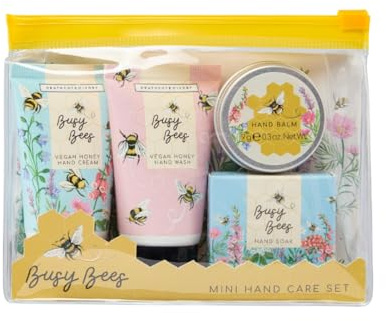 Heathcote & Ivory Hand Cream and Wash 30ml, Balm 9g, Soak 30g, Moisturiser Set in Reusable Travel Pouch, Shea Butter, Cruelty and Vegan Friendly, Beauty Gift For Her