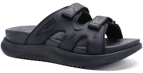 ONCAI Womens Orthotic Sandals Ladies Recovery Walking Slides Arch Support Plantar Fasciitis Comfort Orthopedic Soft Cushion Summer Adjustable Sandalias,Black Size 8