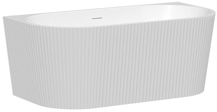 Vente-unique - Vasca da bagno semi-freestanding scanalata 250 litri 170,5 x 80 x 58,5 cm Bianco lucido Acrilico - ZELINA