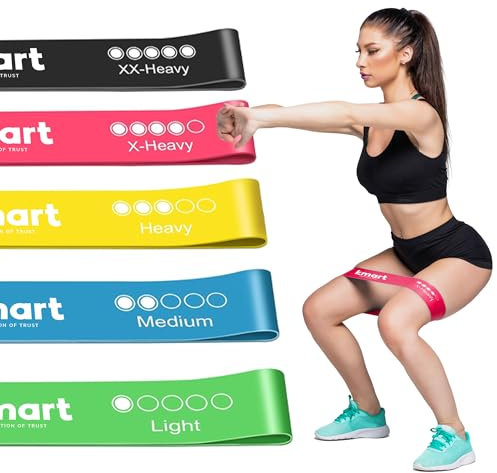 Active 100 Resistance Bands Set of 5 – Skin-Friendly Exercise Bands for Men & Women, 5 Resistance Levels for Legs, Glutes, Arms, Pilates, Home Gym & Yoga Workouts
