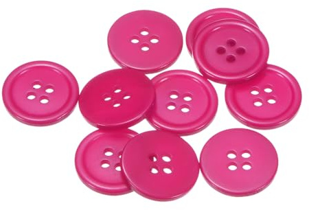 sourcing map 10pcs 32L Sewing Buttons 4/5 Resin Round Flat 4-Hole Craft Buttons, Dark Pink