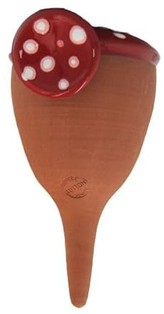 Ollas Lutton Olla Terre Cuite à Planter 40cl| Arrosage Autonome pour Plantes d'Extérieur Ecologique & Economique | Système d'Irrigation Naturel | Autonomie 3 Jours | OYA Champignon Rouge