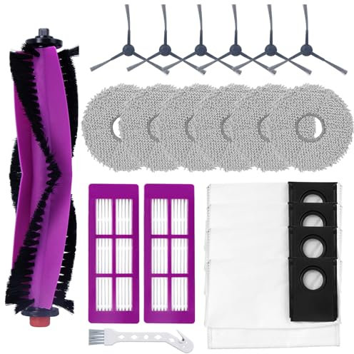 Heykewi Kit d'accessoires pour Eureka J15 Pro Ultra Aspirateur Robot Accessoires, 1 Brosse à rouleau, 6 Brosses latérales, 6 Chiffons de rechange, 4 Sacs à poussière, 2 Filtre, 1 Brosse de nettoyage