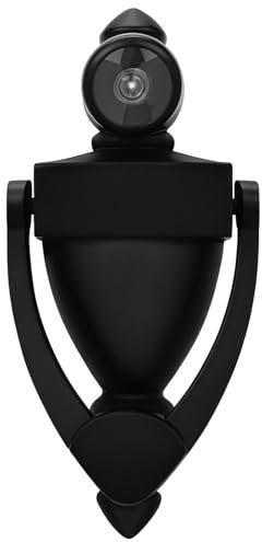 Heurtoir de porte vintage noir avec judas en alliage de zinc pour portes d'entrée et d'entrée