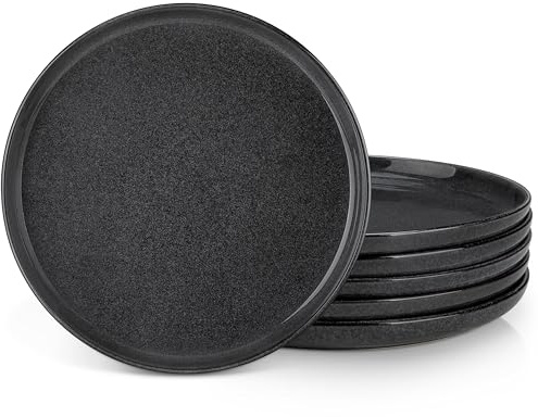 Teller Set Groß für 6 Personen, vancasso ANYA Steingut Speiseteller Set Grau Mikrowellen und Spülmaschinenfest, 26 cm Essteller Kratz- und Abriebfest, Pastateller, Frühstücksteller, Kuchenteller