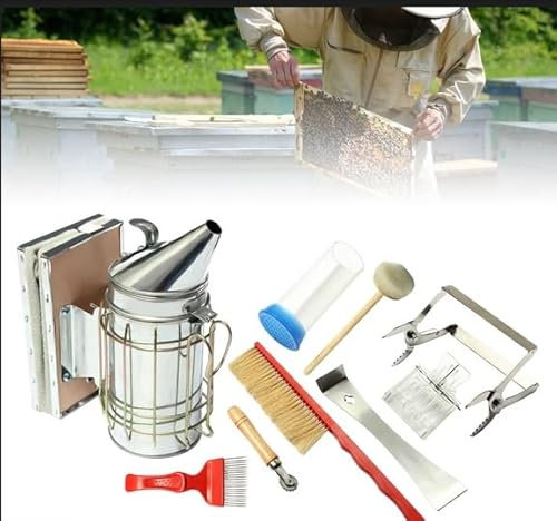 Edelstahl Bee Hive Smoker,Imker Smoker,Bienen Raucher, Imkereibedarf, Bienentechnik Smoker,Werkzeuge Zubehör zur Bienenzucht,Imkereiausrüstung für Haushalten, Bauernhöfen