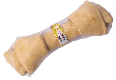 Huesos masticables Premium para Todos los Perros: Snack masticable de Piel de Ternera para el Cuidado Dental y el Entretenimiento (XL/20,3-22,8cm, Queso)