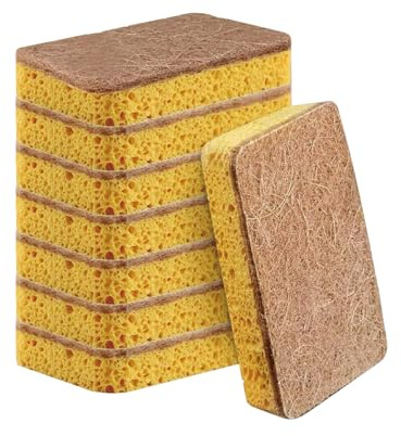 Sponges Washing Up | Homiladi 8Pcs Seep Sponges | Reusable Dish Sponge for Heavy Duty Cleaning, Dishes & Pans | Plastic Free Sponge Scourers with Scouring Pad