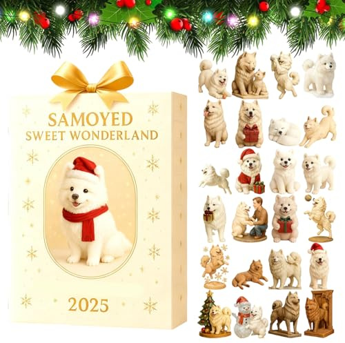 Calendrier de l'Avent avec ornements de Noël, figurines en acrylique 2D pour chiots – Calendrier de l'Avent de Noël 24 Jours | Pour rétroviseur de voiture, salle de sport,