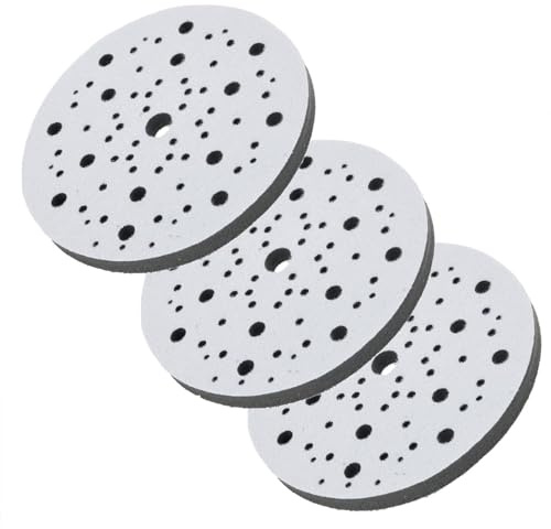 MoSundi Lot de 3 tampons de polissage en éponge douce de 150 mm à 70 trous pour ponceuse orbitale, disques de support compatibles avec les plaques de ponçage de 15,2 cm, mousse noire de 12 mm