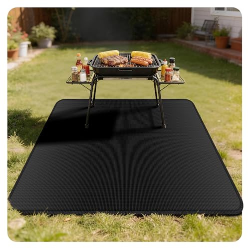 100x150cm Tapis Barbecue Sol Ignifuge imperméable Anti-Huile | Tapis protection extérieur BBQ, camping, patio - Anti-étincelles, anti-graisse, résiste intempéries - Facile nettoyer