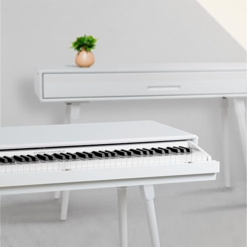 Classic Cantabile DP-730 WL Digitalpiano - Tisch mit eingebautem Piano - 88 Tasten Klavier mit Hammermechanik - Inklusive Notenhalter und Pedaleinheit - Weiß matt