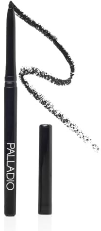 Palladio Retractable Waterproof Eyeliner, Richly Pigmented Color and Creamy, Slip Twist Up Pencil Eye Liner, Smudge Proof Long Lasting Application, All Day Wear, No Sharpener Required, Pure Black