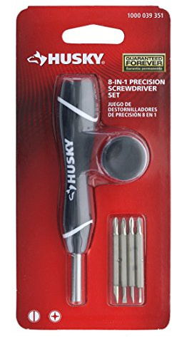 Husky 1000-039-351 Phillips and Slotted 8-in-1 Double Ended Precision Screwdriver Set with Onboard Storage