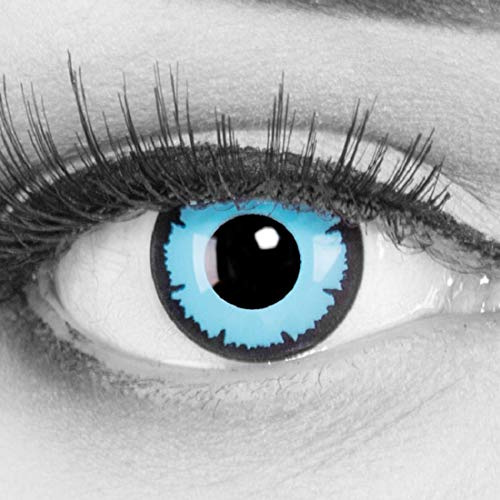 Sky Demon Farbige Funnylens Crazy Fun Hellblau Blau Schwarz Kontaktlinsen mit gratis Behälter und 60ml Pflegemittel Topqualität zu jedem Event geeignet.