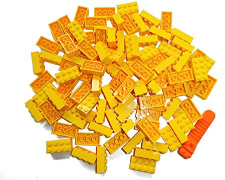 LEGO Classic Pack of 100 2x4 Stones (3001) with Stone Separator (Yellow)