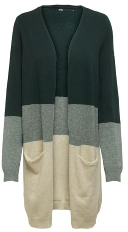 ONLY dam Cardigan-tröja Onlqueen L/S lång kofta Knt Noos , June Bug Stripes: balsam, grön , L