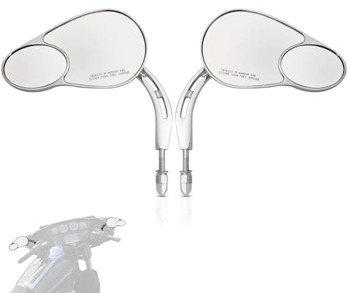 WOWTK Rearview Mirrors,Split Vision Mirrors for Harley 1982-2025 Most Models Road King Street Glide Road Glide Softail Iron 1200 Iron 883 Deluxe Fat Boy Sport Glide XG750 XG500,Chrome