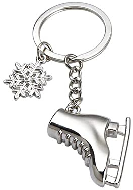 ARFUKA Schlüsselanhänger Edelstahl Eislaufschuhe Anhänger Autoschlüsselanhänger Schlüsselringe Schlüsselbund Keychain Geburtstaggeschenke Valentinstaggeschenk
