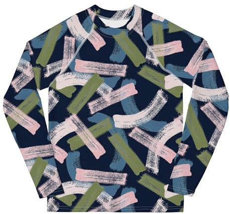 Rashguard Jugend Jungen, Langarm, Badeshirt, Schwimmshirt, Sonnenschutz, Badebekleidung, Schnelltrocknend, UPF 50+, Rash Top mit Print, Rash Guard Shirt, UV Shutz, Paintbrush, 134-158 cm (16)