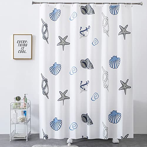 Whoiy Cortina de ducha 200 x 240, cortinas de ducha azul blanco Peva lavable estor de ducha antimoho concha para el hogar dormitorio