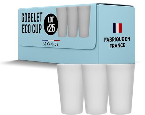 SPARKLERS CLUB Lot de 25 Gobelets Réutilisables ECOCUP 50cl (60cl ras bord) - Gobelet Réutilisable en Polypropylène,Prise en Main facile, Gobelet Eco Cup pour tout évènement