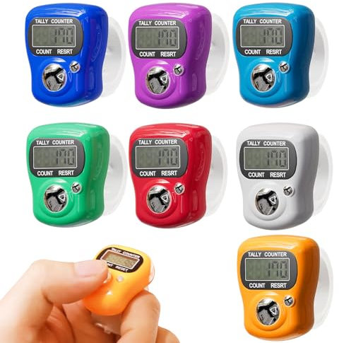 Sewery Electronic Finger Tally Counter 7-Pack, Mini LCD Digital Display Tally Counter, Handheld Counter Clicker Pitch Counter for Coaching, Knitting, Lap, Fishing, Golf and Row