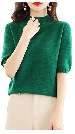 Autumn Ladies Cashmere Sweater Solid Color Short Sleeve Pullover Knitted Sweater Warm Sweater GN M