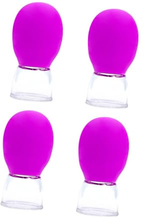 KiBcsLic 4 Pack of Cupping Glasses for Face and Body Massage, Rose