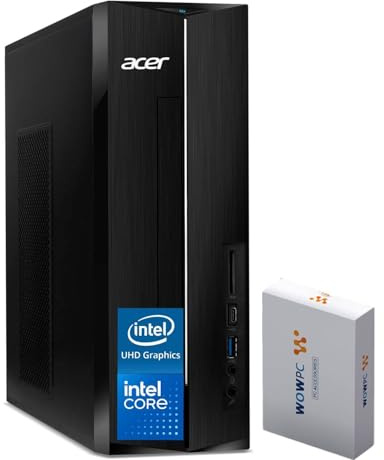 acer Escritorio Aspire 2025, 16 GB de RAM, SSD PCIe de 512 GB, procesador Intel, diseño ultra silencioso, lector de tarjetas SD, soporte de monitor dual 4K, USB-C, teclado y mouse con cable, Windows
