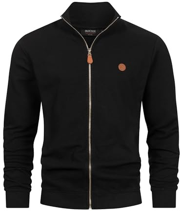 Indicode Hombres INGuadalupe Cárdigan Chaqueta de punto de algodón | Suéter con puños acanalados Jersey para hombres, Negro , L