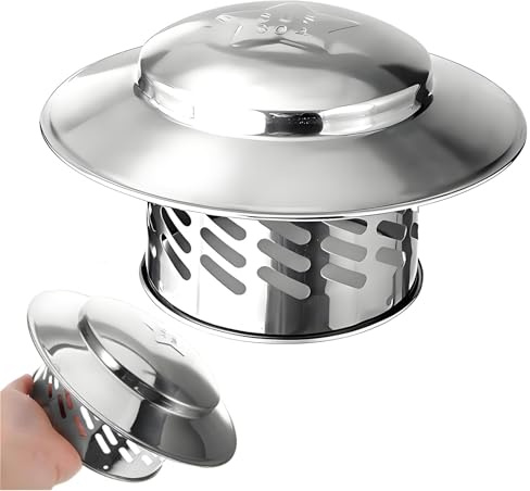 80mm-200mm Antipioggia Comignoli Del Tetto，Comignolo In Acciaio Inox Cono Con Retina Copertura, Tubo Della Stufa Topper, Del Camino Copertura Antipioggi(80mm/3.1in)