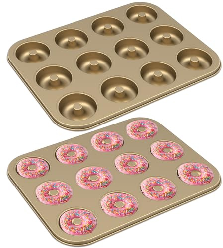 Gatphy munkar bakform kolstål 12 håligheter munkform guldfärger lätt att forma, non-stick-belagd, återanvändbar, värmebeständig munk bakform (2)